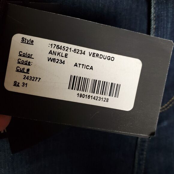 NEW Paige Verdugo Ankle Jean Sz 31 Blue Dark Wash Stretch Transcend Skinny Denim - Picture 8 of 14